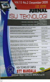 JURNAL ISU TEKNOLOGI: VOLUME 15 NOMOR 2 DESEMBER 2020