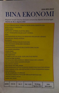 BINA EKONOMI: MAJALAH ILMIAH FAKULTAS EKONOMI UNIVERSITAS KATOLIK PARAHYANGAN: VOLUME 14 NOMOR 2